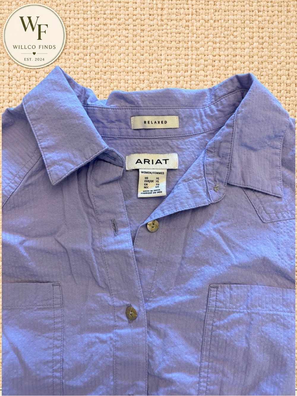 Ariat Women’s Billie Jean Relaxed Fit Western Shirt Blue XL Button Front